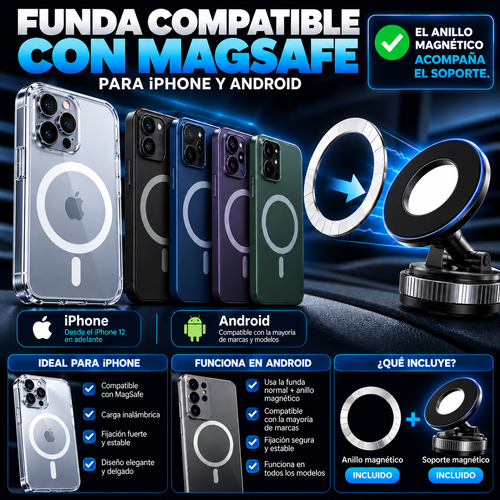 Magnety™ | Soporte Magnético para Celular con Rotación de 360°