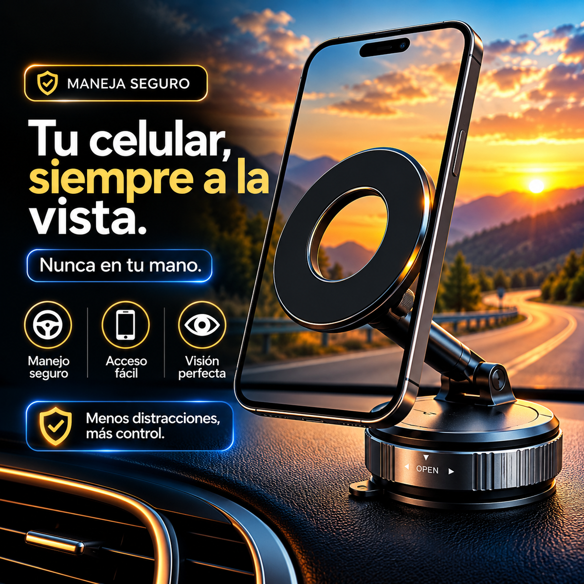 Magnety™ | Soporte Magnético para Celular con Rotación de 360°